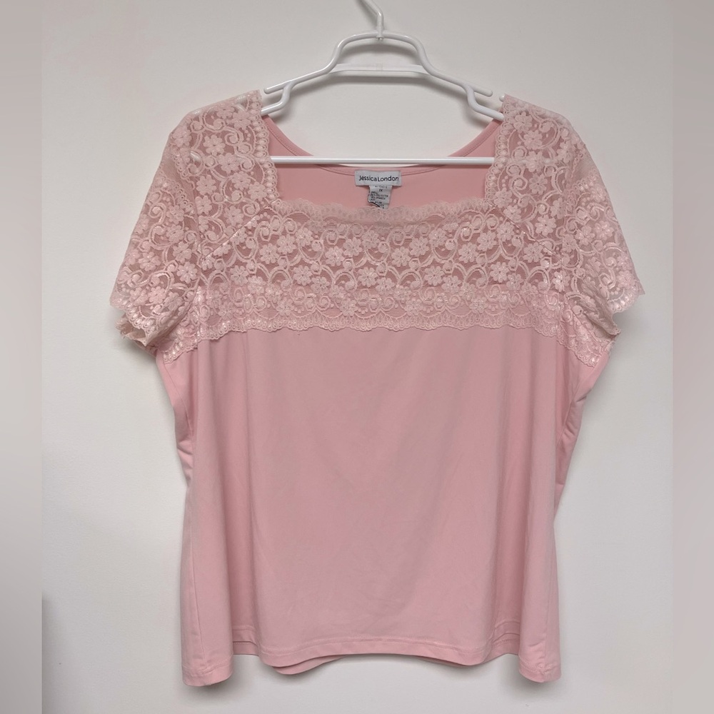 Jessica London blouse, light pink, 1X